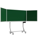 Fahrbare Klapptafel, Stahlemaille grün, 100x200 cm HxB 